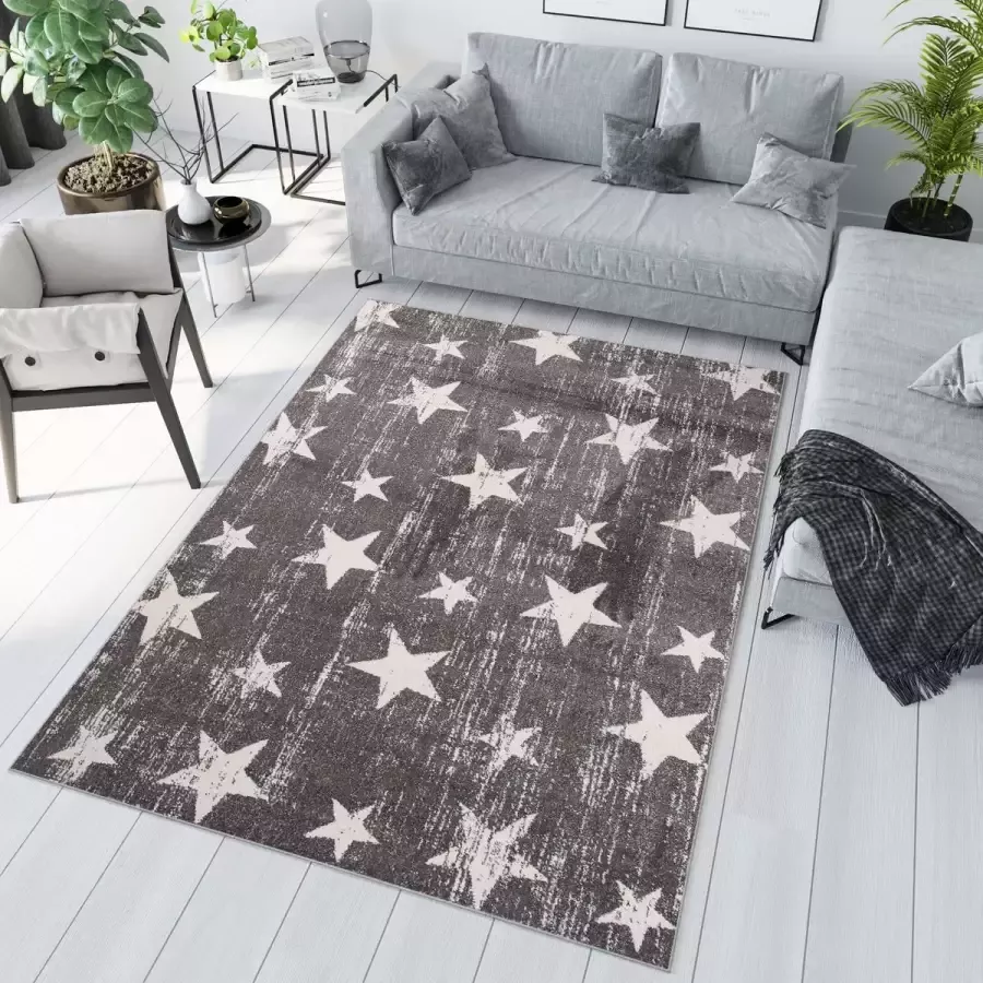 Tapiso Sari Vloerkleed Woonkamer Tapijt Sterren Maat- 120x156