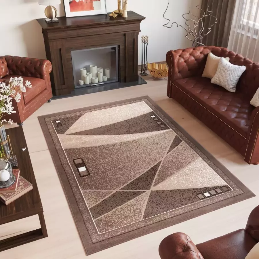 Tapiso Scarlet Deluxe Vloerkleed Bruin Beige Woonkamer Tapijt Maat- 240x340