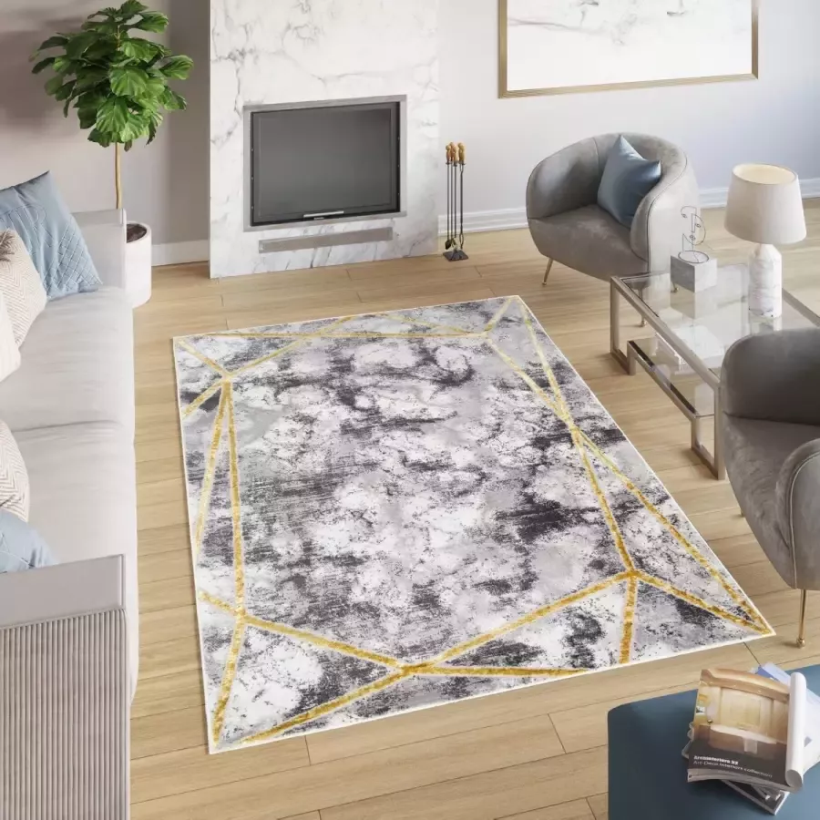 Tapiso Shine Vloerkleed Grijs Modern Abstract Tapijt Maat- 80x150 - Foto 2