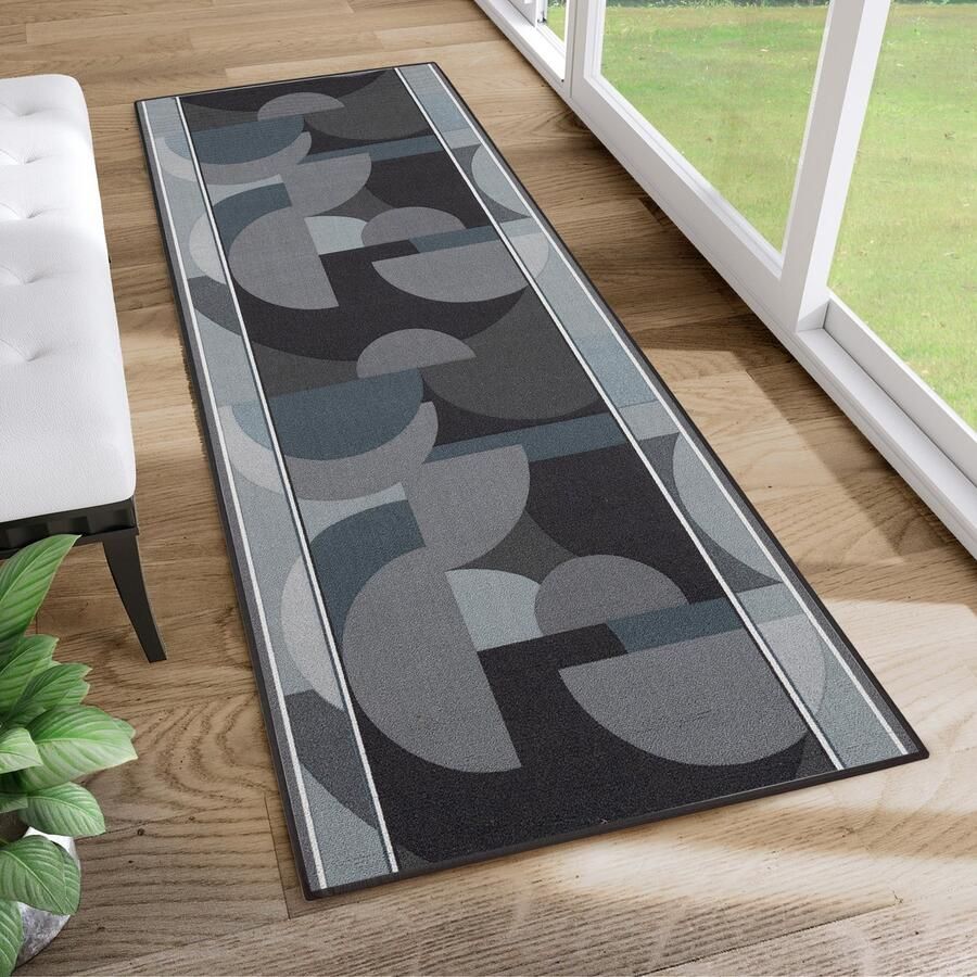 Tapiso Antislip Rubber Loper Vloerkleed Mat Grijs Gang Woonkamer Rubbermat Tapijt Maat- 100x300