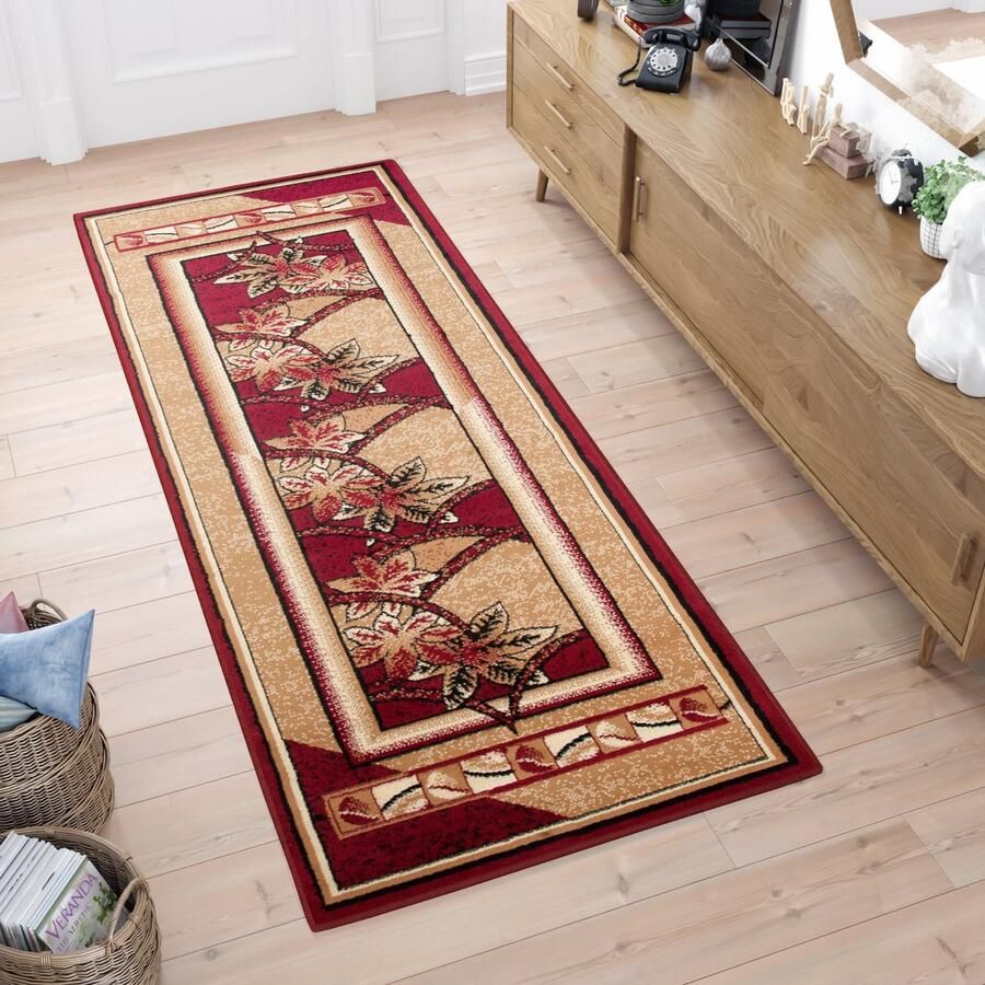 Tapiso Atlas Vloerkleed Gangloper Woonkamer Rood Tapijt Maat- 100x300