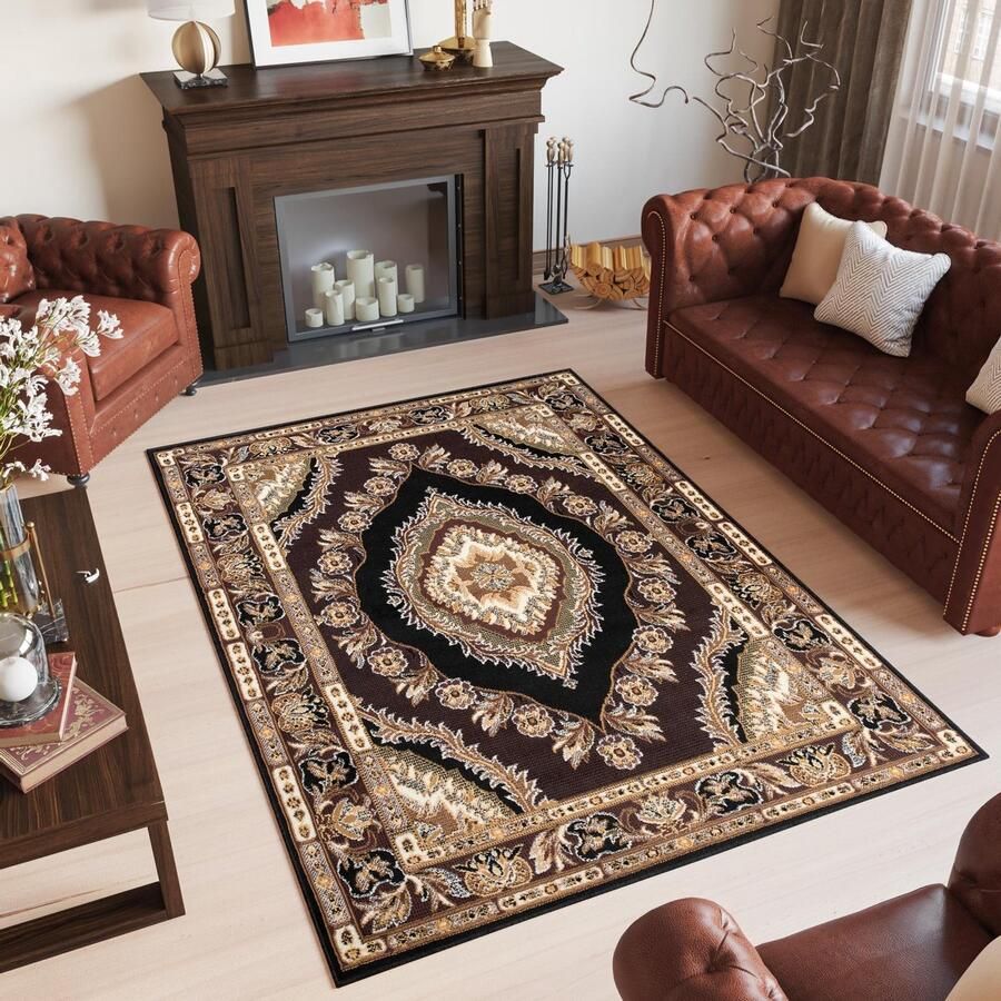 Tapiso Bali PP Vloerkleed Antraciet Oosters Laagpolig Tapijt Maat- 120x170