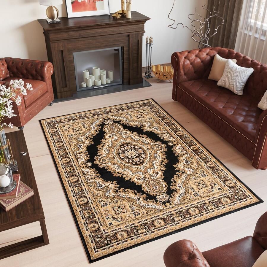 Tapiso Bali PP Vloerkleed Oosters Laagpolig Beige Tapijt Maat- 80x150