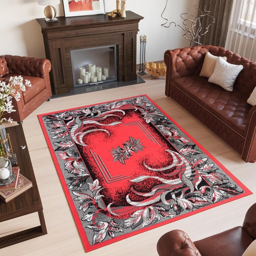 Tapiso Bali PP Vloerkleed Oosters Laagpolig Rood Tapijt Maat- 120x170