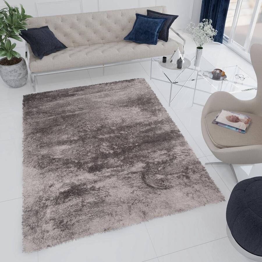 Tapiso Bird Hoogpolig Vloerkleed Woonkamer Shaggy Tapijt Maat- 80x150