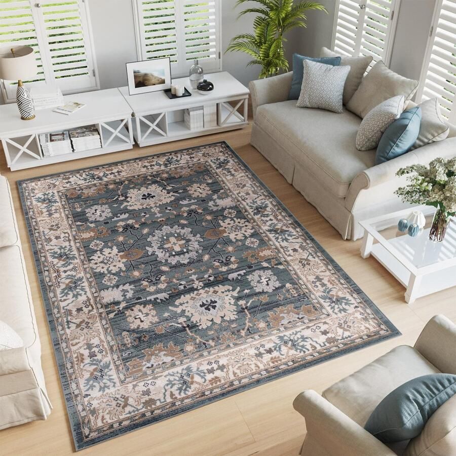 Tapiso Colorado Vloerkleed Zwart Beige Modern Gebloemd Tapijt Maat- 160x220