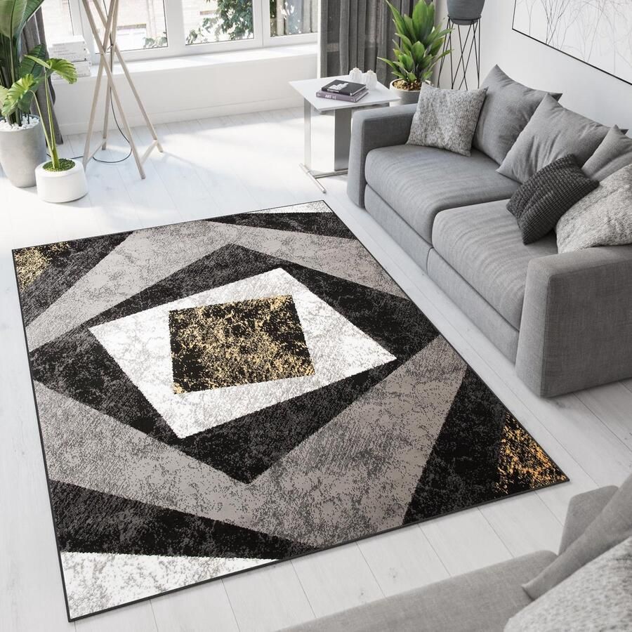 Tapiso Dream Vloerkleed Grijs Geel Modern Woonkamer Tapijt Maat- 130x190