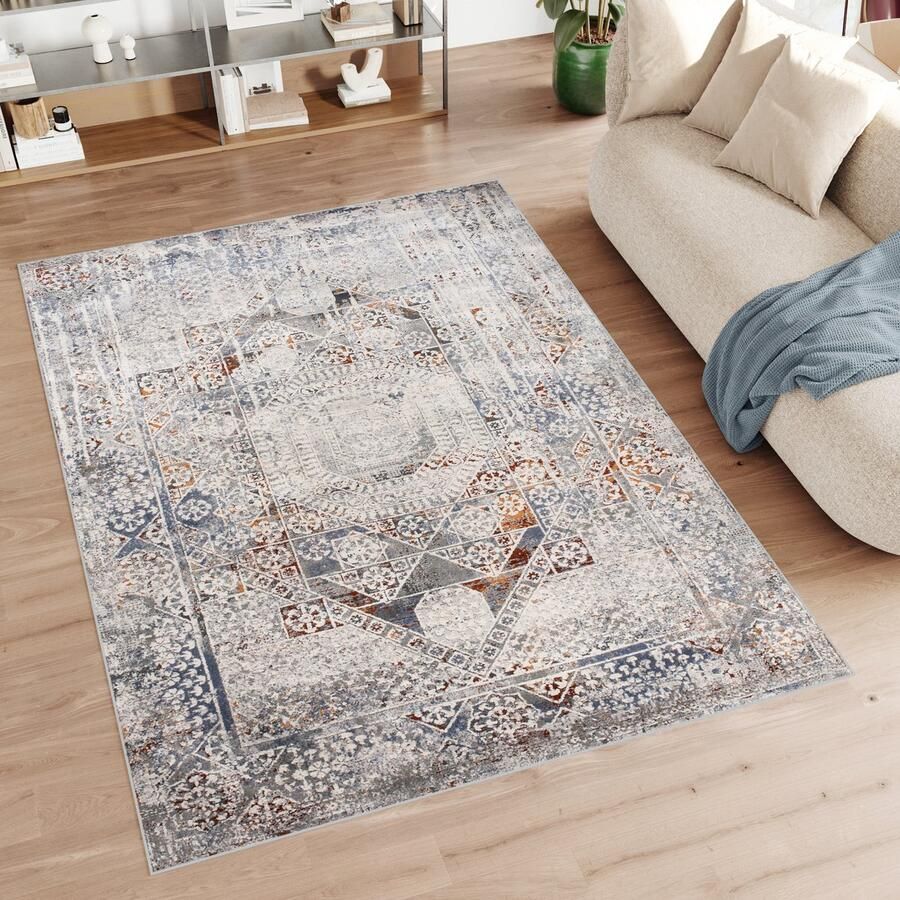 Tapiso Feyruz Vloerkleed Beige Grijs Vintage Modern Slaapkamer Woonkamer Tapijt Maat- 140x200