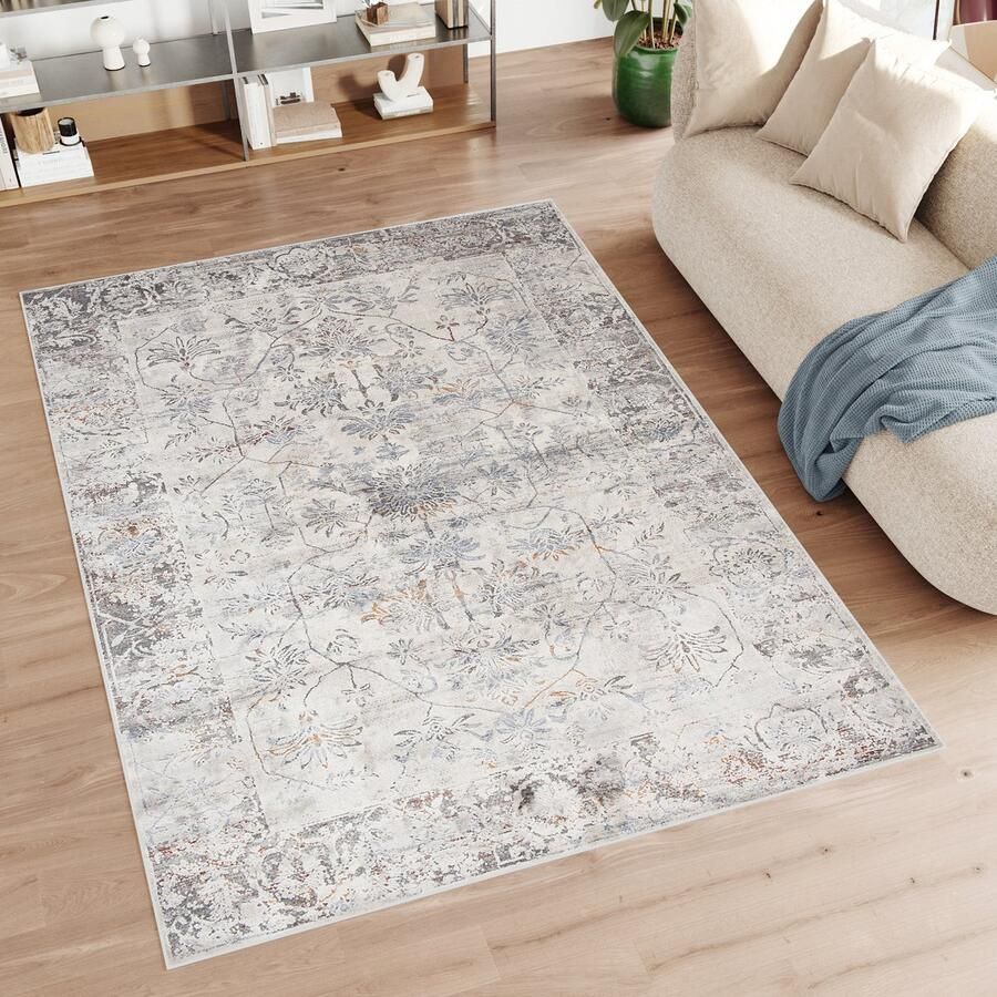 Tapiso Feyruz Vloerkleed Beige Licht Vintage Woonkamer Slaapkamer Tapijt Maat- 140x200