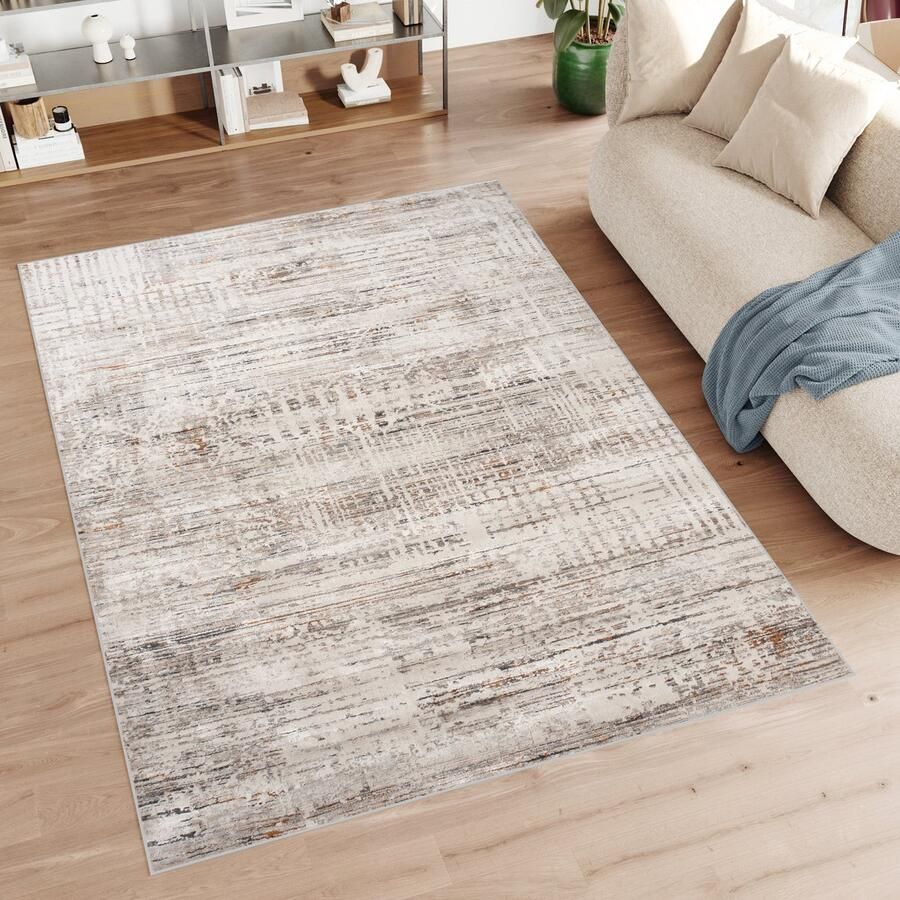 Tapiso Feyruz Vloerkleed Creme Lijnen Woonkamer Laagpolig Abstract Tapijt Maat- 160x230