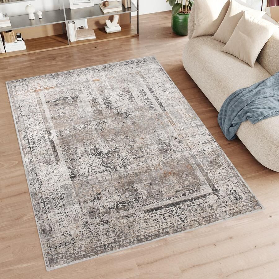 Tapiso Feyruz Vloerkleed Creme Vintage Woonkamer Laagpolig Kleed Tapijt Maat- 80x150