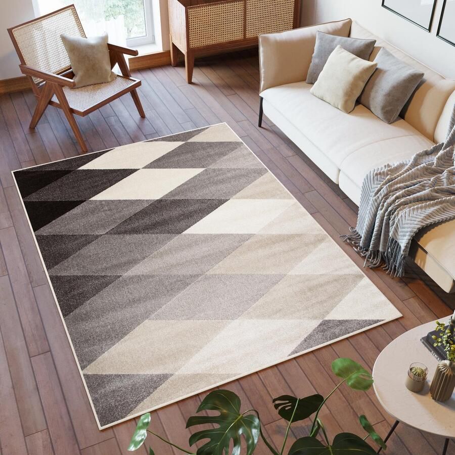 Tapiso Fiesta Vloerkleed Grijs Woonkamer Slaapkamer Tapijt Maat- 60x110