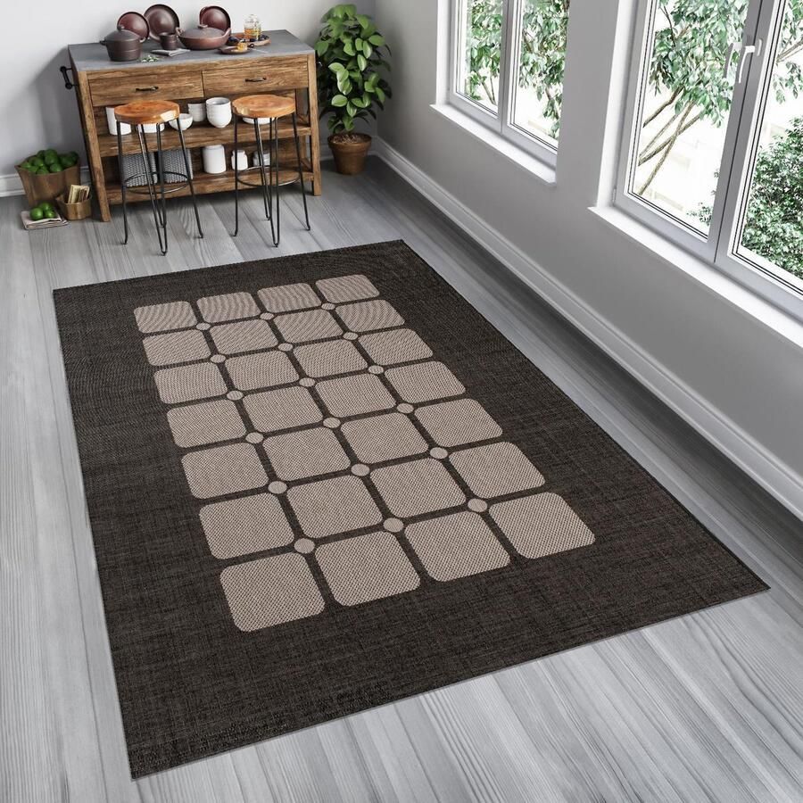 Tapiso Floorlux Vloerkleed Tapijt Antraciet Silver Keuken Kleed Maat– 120x170