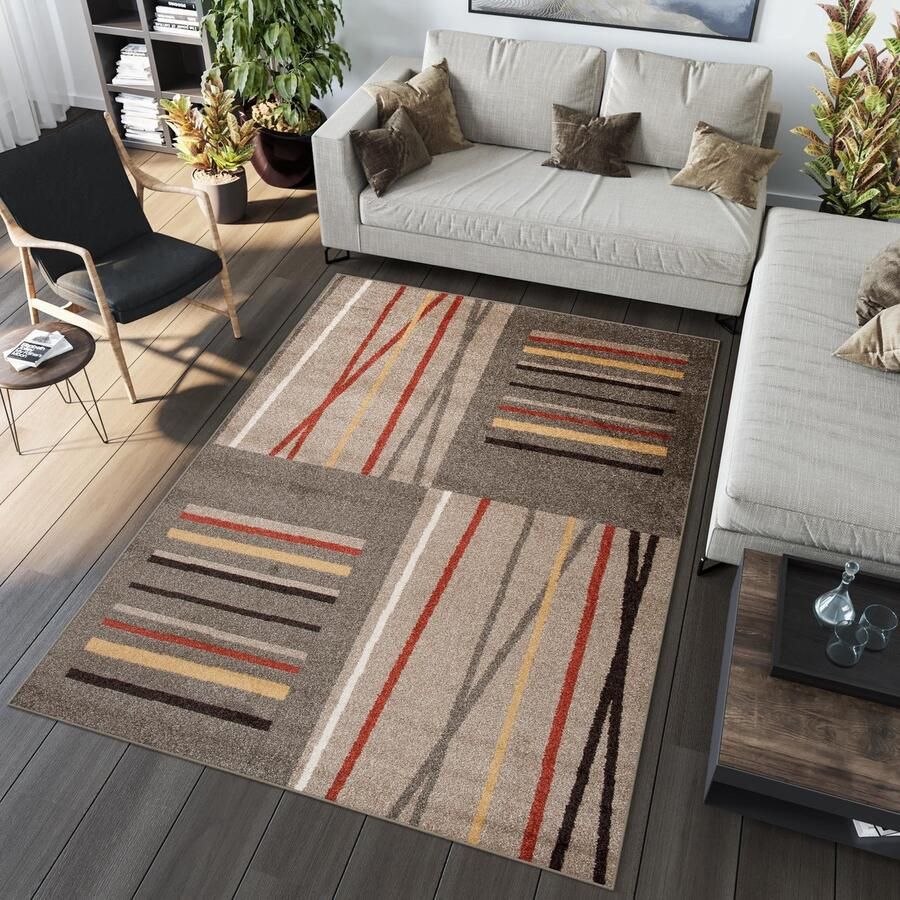 Tapiso Jawa Vloerkleed Bruin Laagpolig Woonkamer Rug Tapijt Maat- 120x170