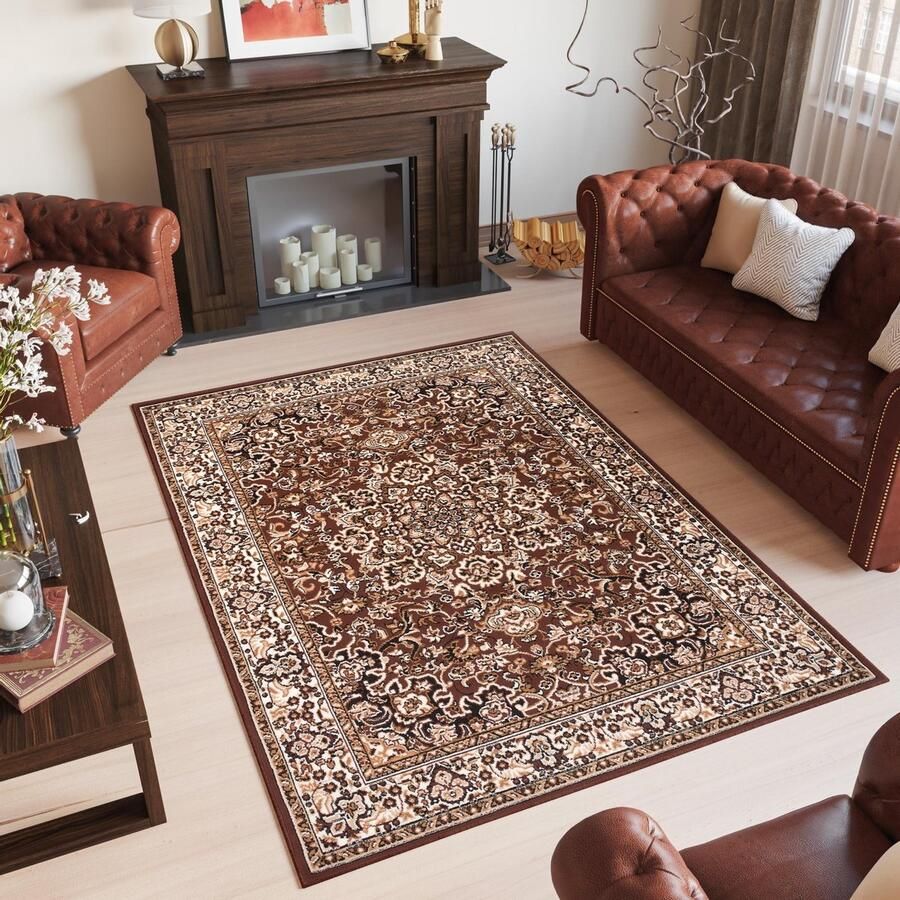 Tapiso Laila Vloerkleed Bruin Oriental Gebloemd Woonkamer Tapijt Maat- 300x400