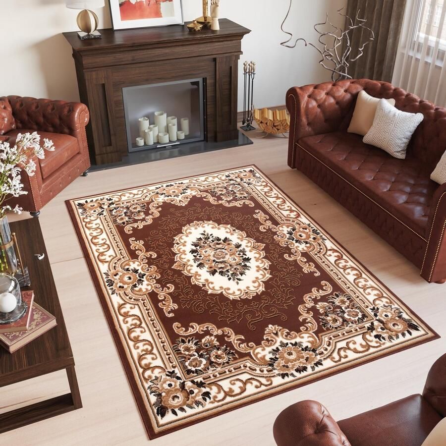 Tapiso Laila Vloerkleed Bruin Oriental Woonkamer Tapijt Maat- 140x190