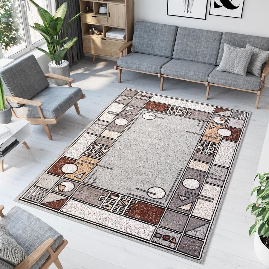 Tapiso Laila Vloerkleed Grijs Beige Lijnen Woonkamer Tapijt Maat- 200x300