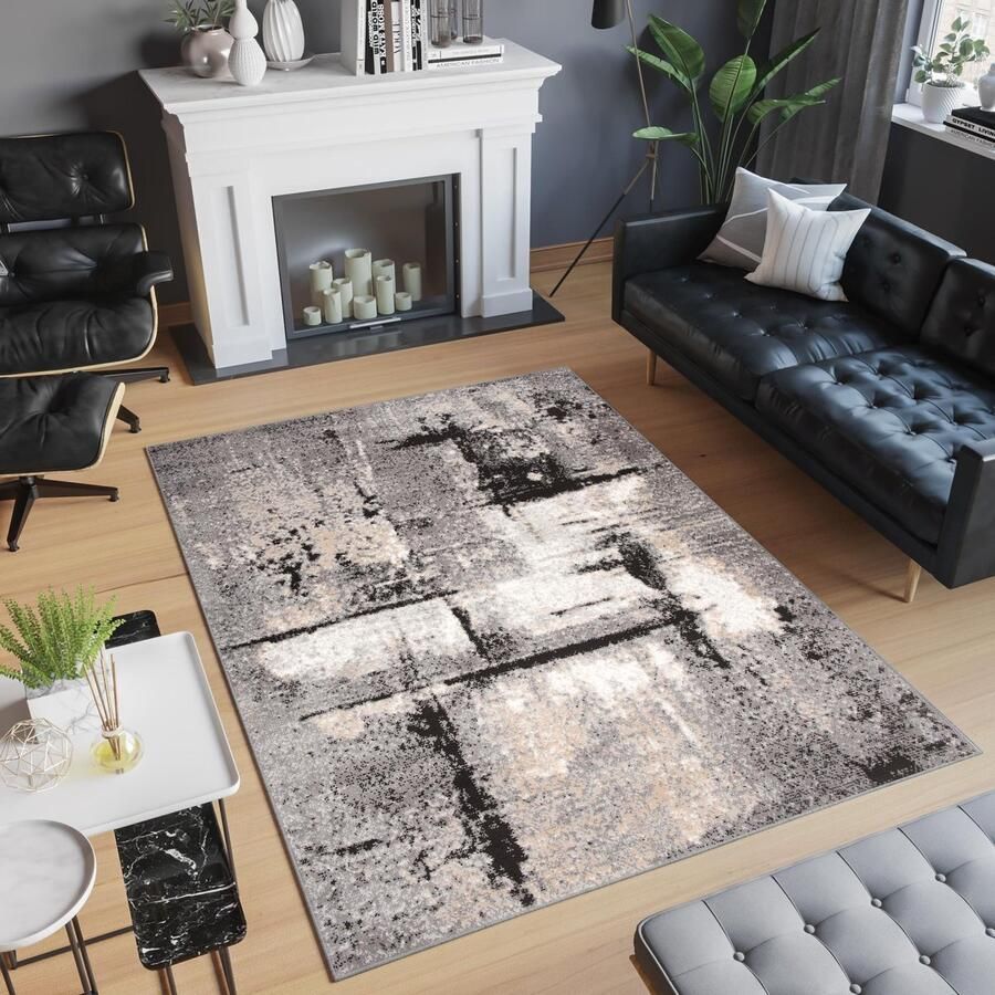 Tapiso Laila Vloerkleed Grijs Bruin Modern Woonkamer Tapijt Maat- 140x190