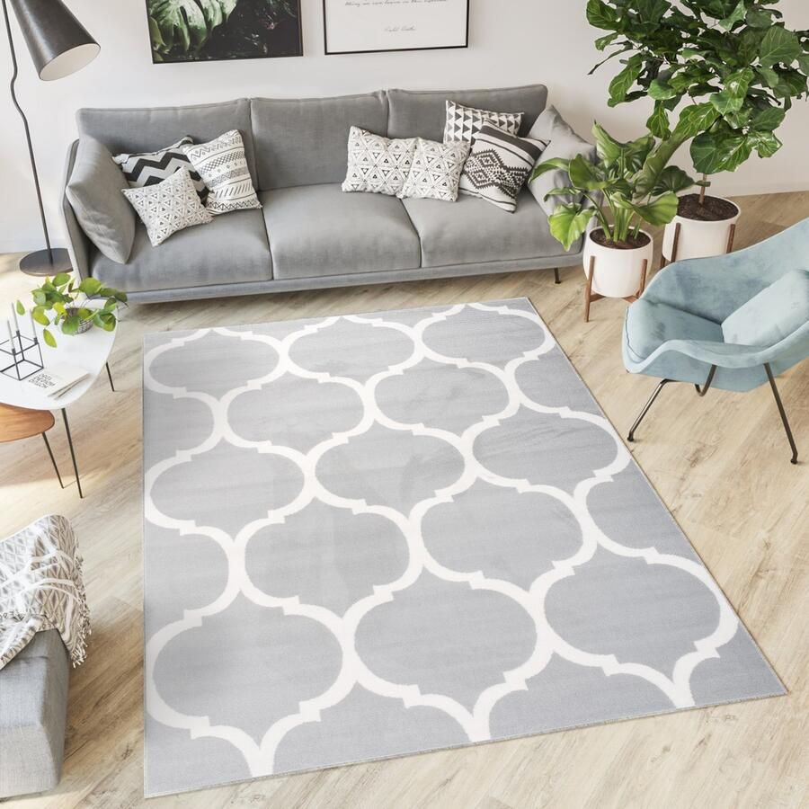 Tapiso Laila Vloerkleed Grijs Wit Oosters Modern Tapijt Maat- 180x260