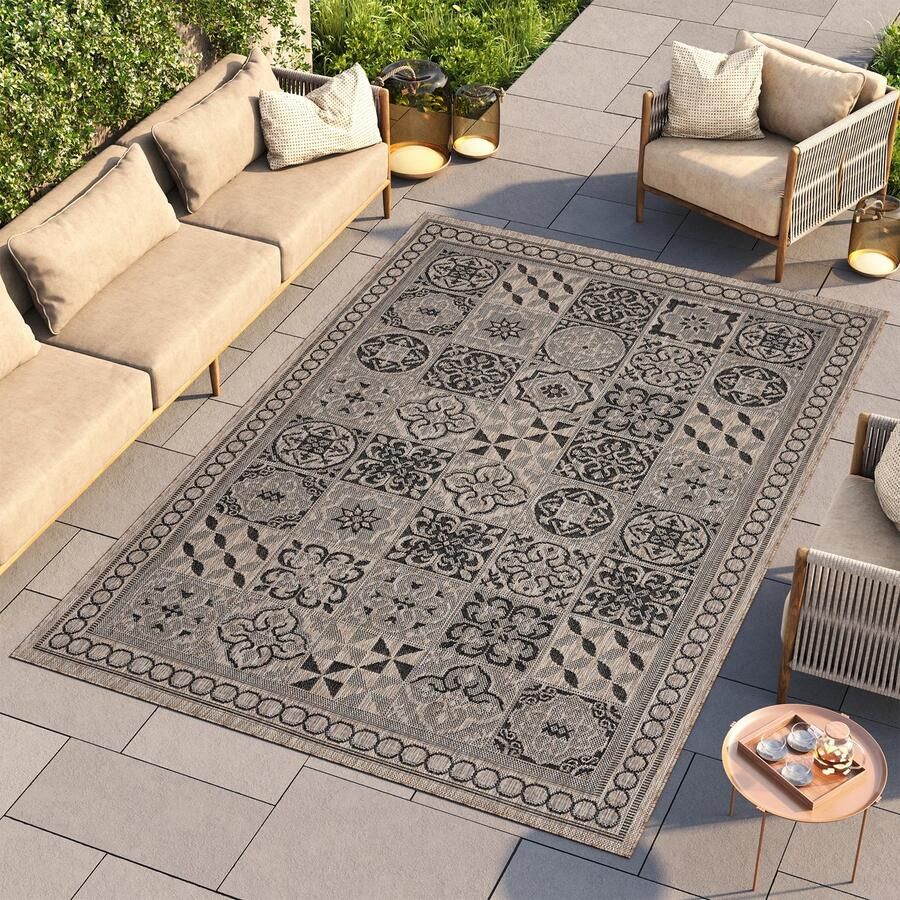 Tapiso Melissa Buiten Vloerkleed Bruin Indoor Outdoor Mozaiek Laagpolig Tapijt Maat- 200x290
