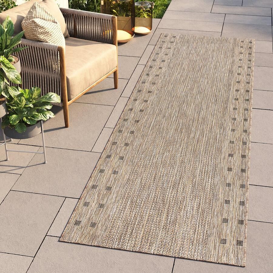 Tapiso Melissa Loper Laagpolig Beige Vloerkleed Indoor Outdoor Maat- 80x600