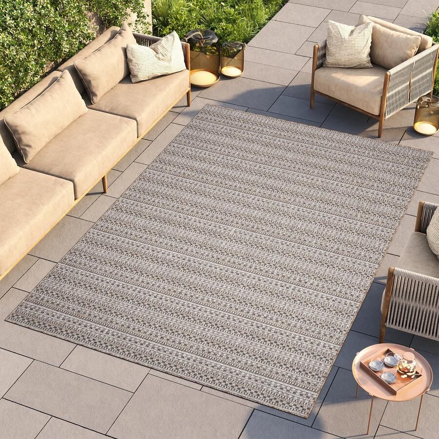 Tapiso Melissa Vloerkleed Bruin Creme Binnen Buiten Keuken Laagpolig Tapijt Maat- 60x100