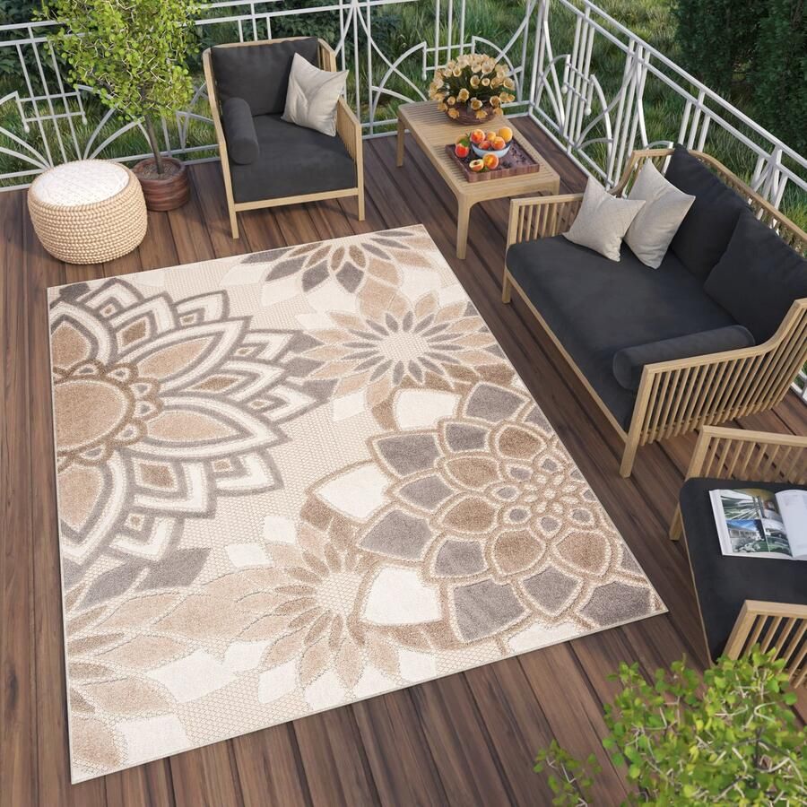 Tapiso Patio Beige Tuintapijt Buitenkleed Buiten Outdoor Modern Maat- 200x300