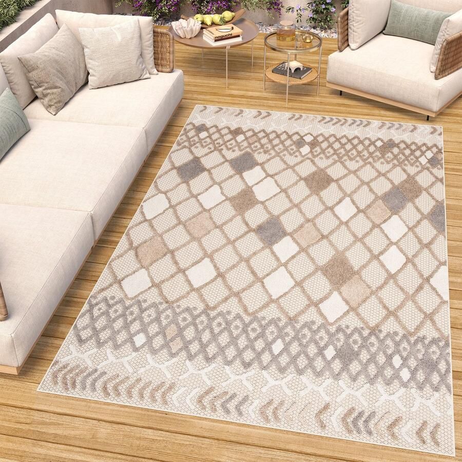 Tapiso Patio Indoor Tapijt Buitenkleed Beige Vloerkleed Tuintapijt Outdoor Maat- 140x200 - Foto 2
