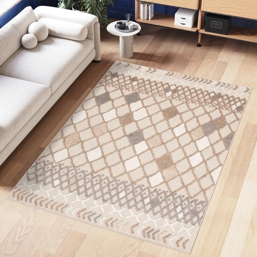 Tapiso Patio Indoor Tapijt Buitenkleed Beige Vloerkleed Tuintapijt Outdoor Maat- 140x200