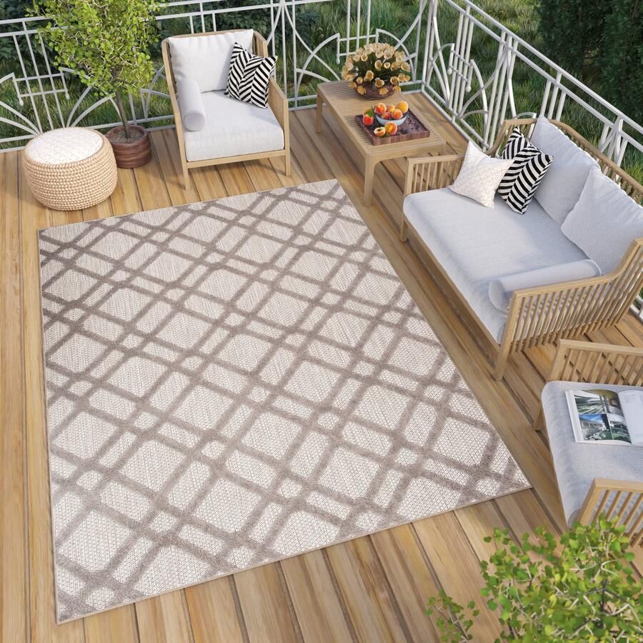 Tapiso Patio Indoor Tapijt Buitenkleed Grijs Buiten Tuintapijt Outdoor Modern Maat- 140x200 - Foto 2