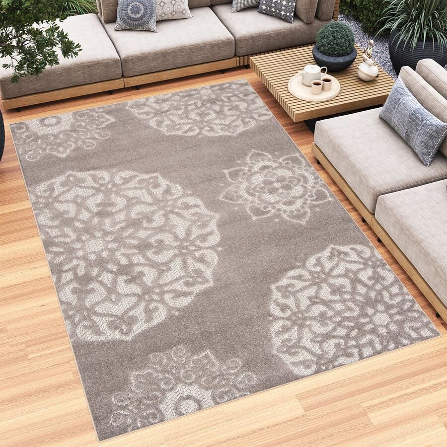 Tapiso Patio Indoor Tapijt Buitenkleed Grijs Tuintapijt Outdoor Modern Maat- 160x220