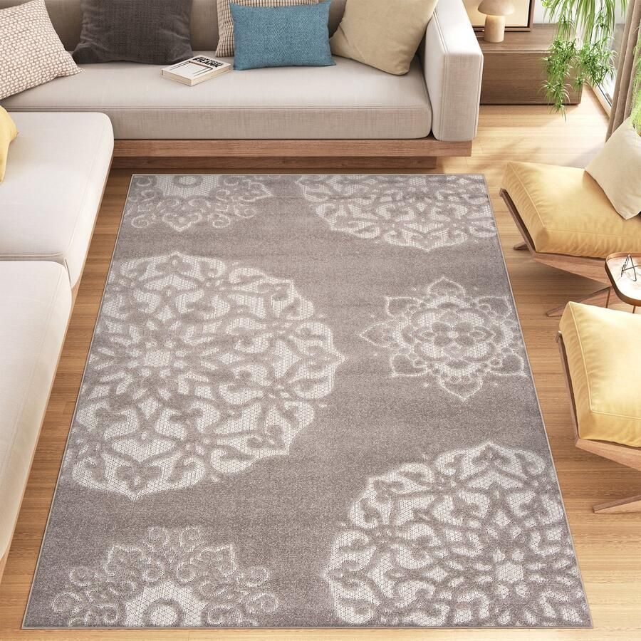 Tapiso Patio Indoor Tapijt Buitenkleed Grijs Tuintapijt Outdoor Modern Maat- 140x200 - Foto 2