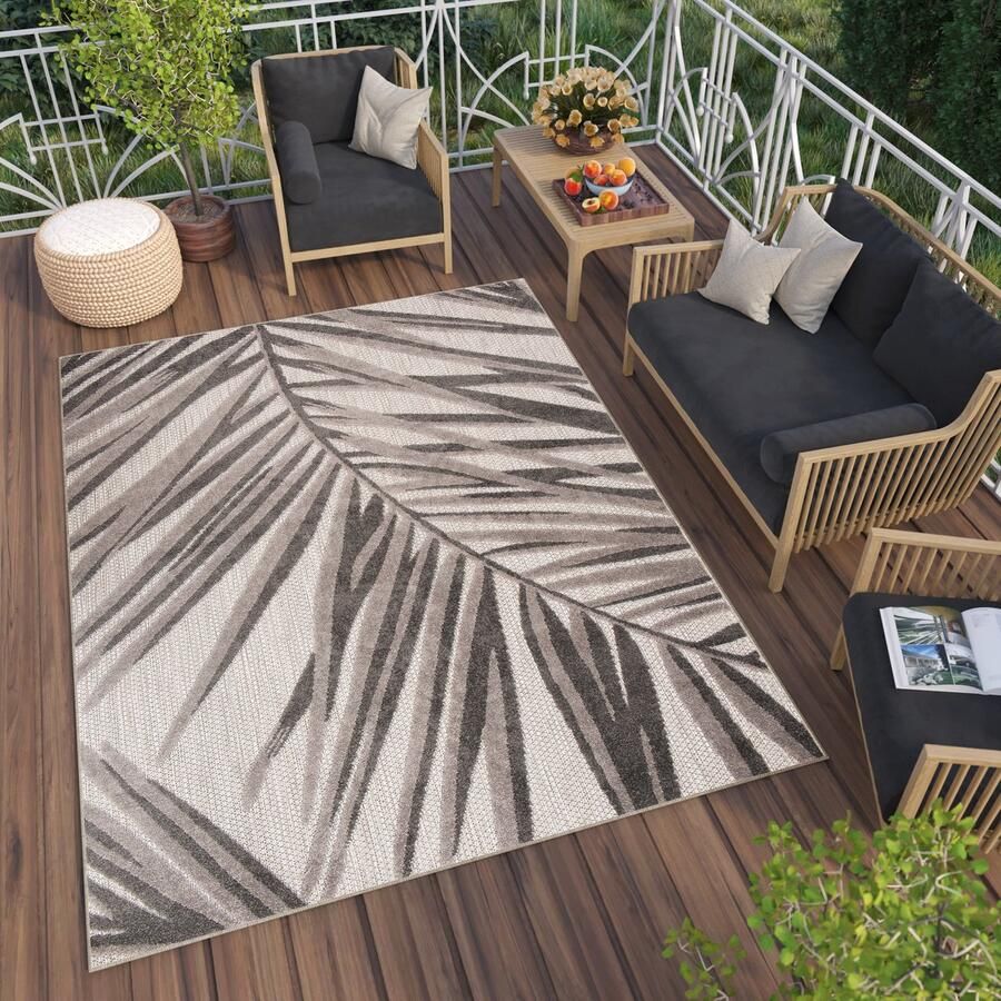 Tapiso Patio Indoor Tapijt Grijs Tuintapijt Buiten Buitenkleed Outdoor Modern Maat- 160x220