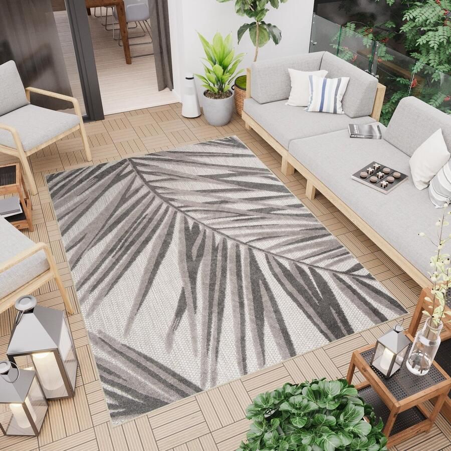 Tapiso Patio Indoor Tapijt Grijs Tuintapijt Buiten Buitenkleed Outdoor Modern Maat- 120x170