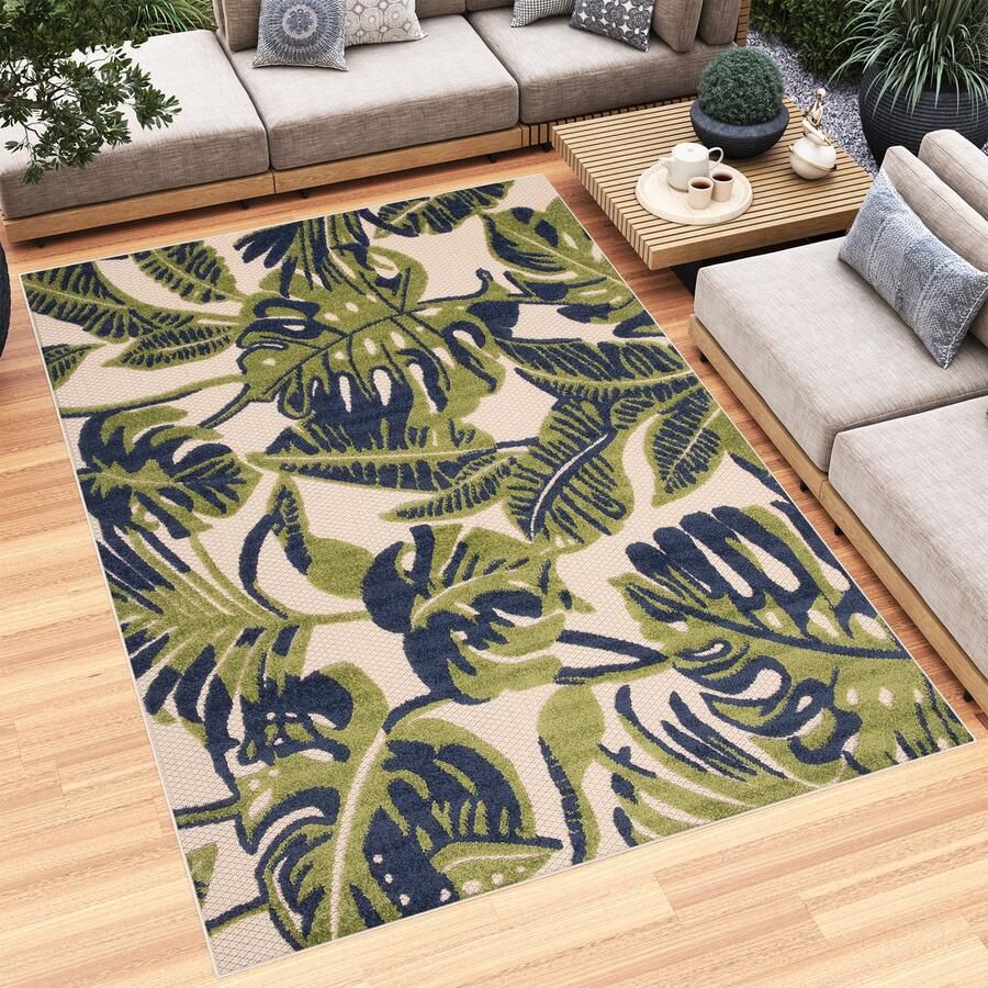 Tapiso Patio Indoor Tapijt Groen Tuintapijt Buitenkleed Buiten Outdoor Modern Maat- 80x150 - Foto 2