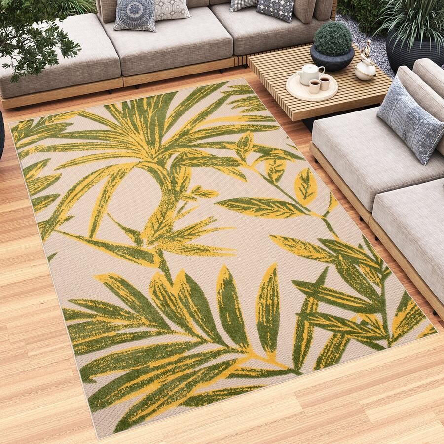 Tapiso Patio Indoor Tapijt Tuintapijt Creme Buiten Buitenkleed Planten Maat- 160x220