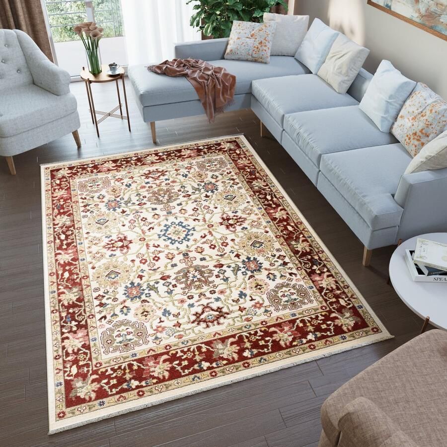 Tapiso Rivoli Vloerkleed Beige Oosters Oriental Tapijt Maat- 80x150