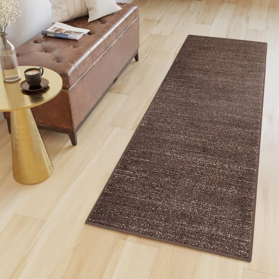 Tapiso Sari Tapijt Loper Bruin Donker Modern Woonkamer Hal Slaapkamer Maat- 60x700