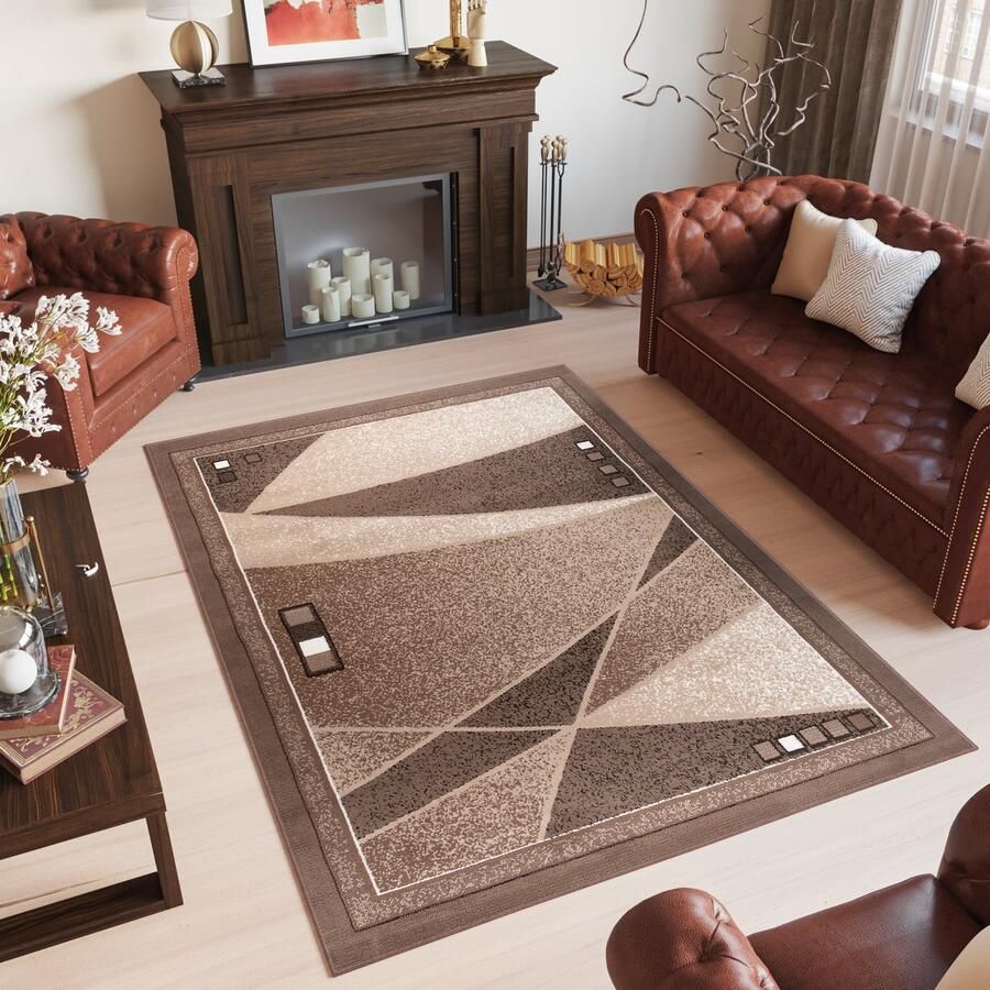 Tapiso Scarlet Deluxe Vloerkleed Bruin Beige Woonkamer Tapijt Maat- 200x300