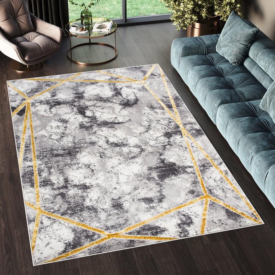 Tapiso Shine Vloerkleed Grijs Modern Abstract Tapijt Maat- 80x150