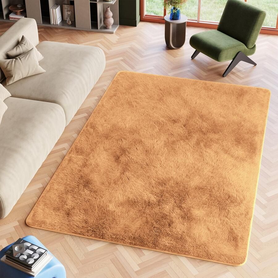 Tapiso Silk Vloerkleed Creme Beige Hoogpolig Woonkamer Tapijt Maat- 200x300