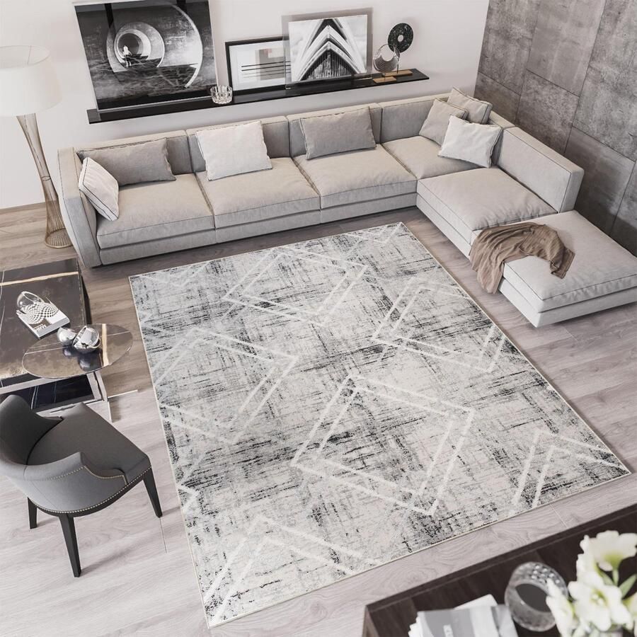 Tapiso Troya Vloerkleed Woonkamer Slaapkamer Beige Design Eyecatcher Interieur Woonsfeer Modern Stijlvol Trendy Duurzaam Hoogwaardig Tapijt Maat 160x220