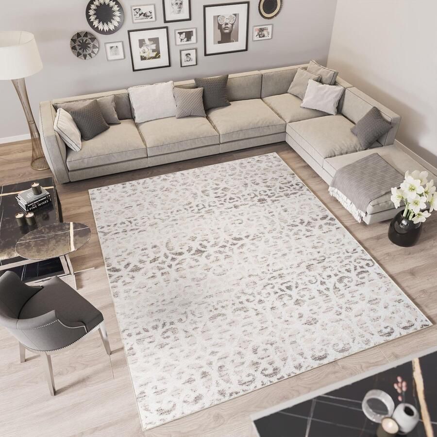 Tapiso Troya Vloerkleed Woonkamer Slaapkamer Licht Beige Golven Design Eyecatcher Interieur Stijlvol Woonsfeer Modern Trendy Duurzaam Hoogwaardig Tapijt Maat 120x170
