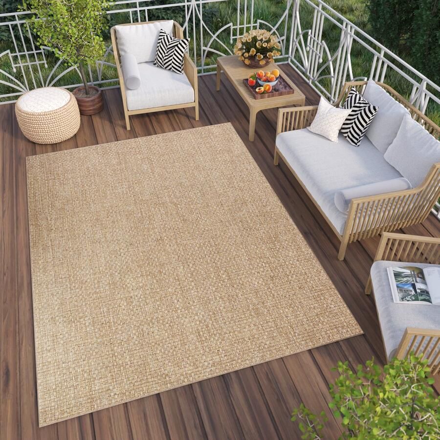 Tapiso Verano Vloerkleed Beige Indoor Outdoor Laagpolig Tapijt Maat- 60x100
