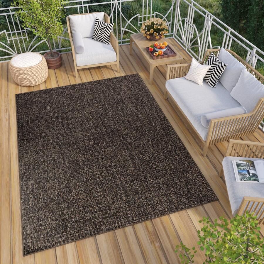 Tapiso Verano Vloerkleed Bruin Indoor Outdoor Tuin Terras Balkon Buiten Tapijt Maat- 140x200