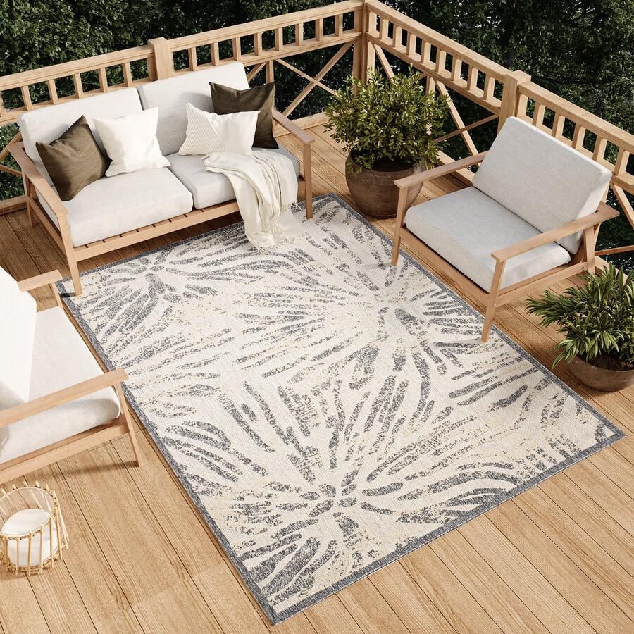 Tapiso Viera Tuintapijt Vloerkleed Grijs Binnen Modern Outdoor Maat- 120x170