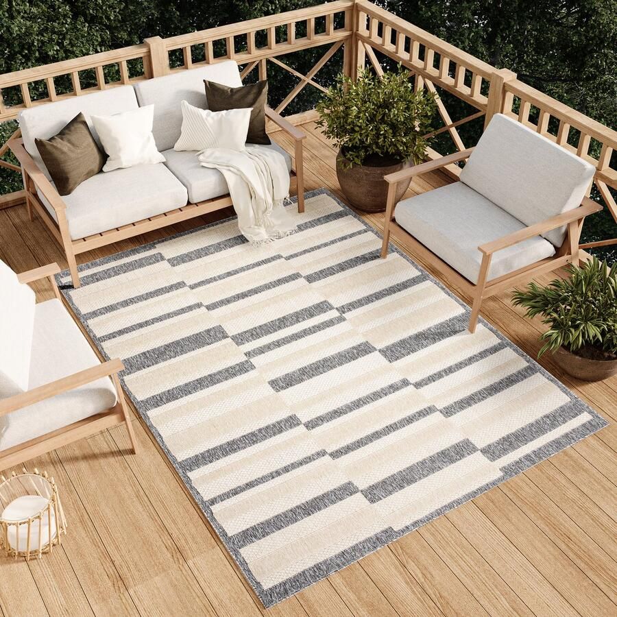 Tapiso Viera Tuintapijt Vloerkleed Grijs Outdoor Modern Binnen Maat- 80x150