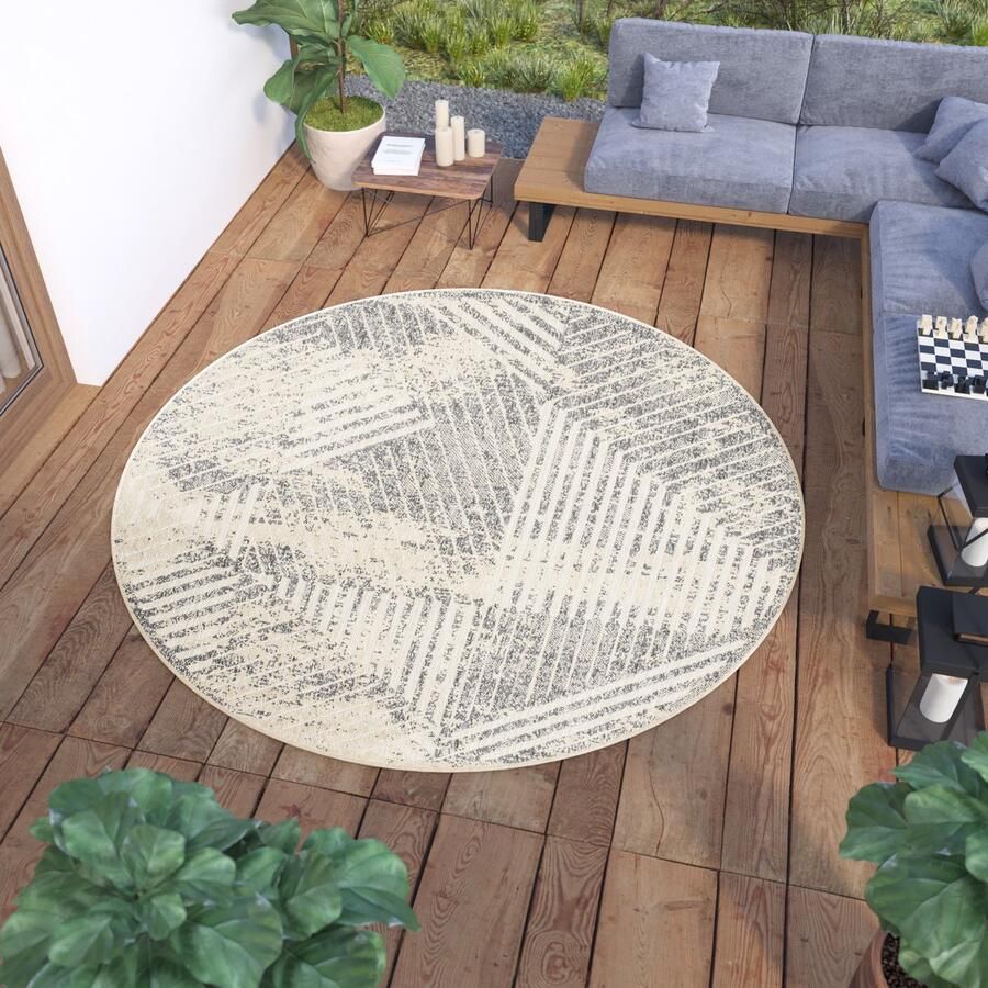 Tapiso Viera Vloerkleed Rond Tuintapijt Buiten Binnen Woonkamer Indoor Outdoor Maat- 80x80