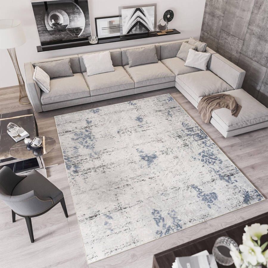 Tapiso Troya Vloerkleed Woonkamer Slaapkamer Grijs Licht Stijlvol Design Eyecatcher Interieur Woonsfeer Modern Trendy Duurzaam Hoogwaardig Tapijt Maat 200x300