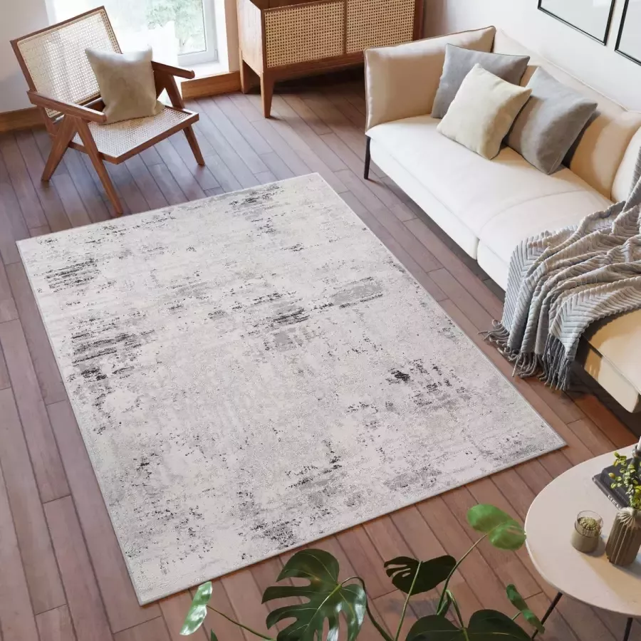 Tapiso Troya Vloerkleed Woonkamer Slaapkamer Grijs Lijnen Design Eyecatcher Interieur Stijlvol Woonsfeer Modern Trendy Duurzaam Hoogwaardig Tapijt Maat 120x170